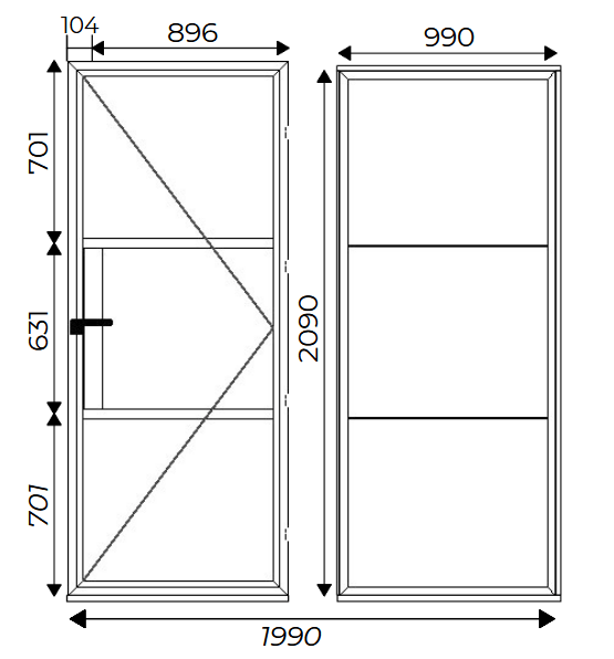2000mm Black Aluminium Heritage Single Door with Side Window