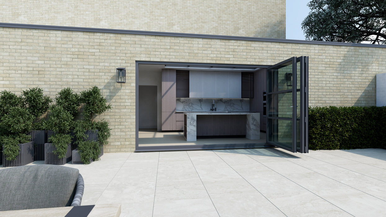 2300mm Anthracite Grey on White Heritage Visofold 1000 Bifold Door - 3 sections