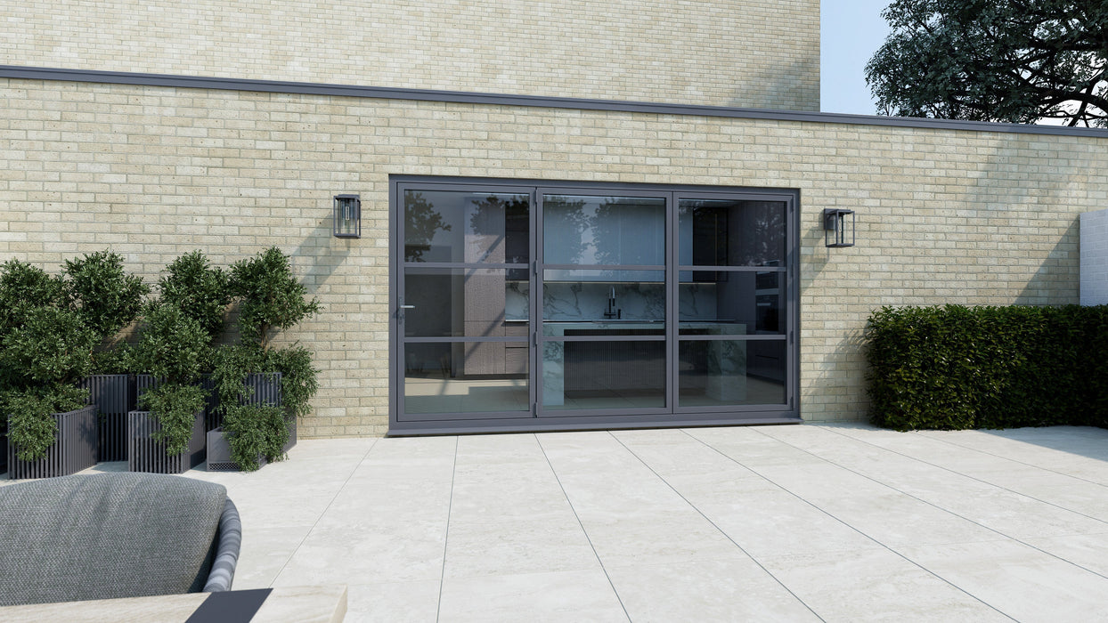 2500mm Anthracite Grey on White Heritage Visofold 1000 Bifold Door - 3 sections