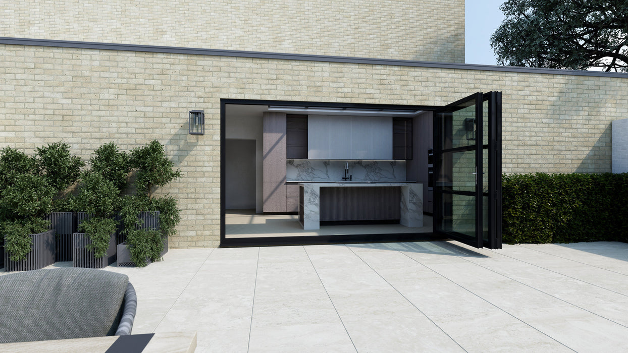 3400mm Black on White Heritage Visofold 1000 Bifold Door - 3 sections