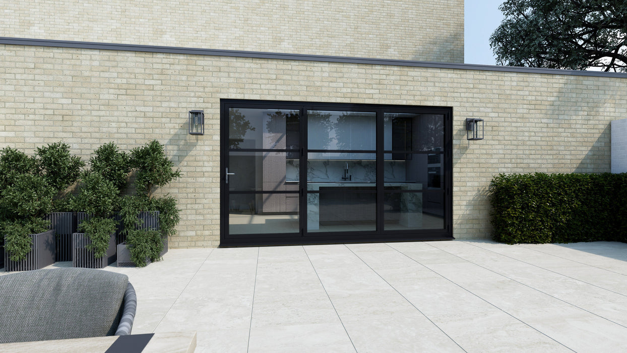 3400mm Black on White Heritage Visofold 1000 Bifold Door - 3 sections