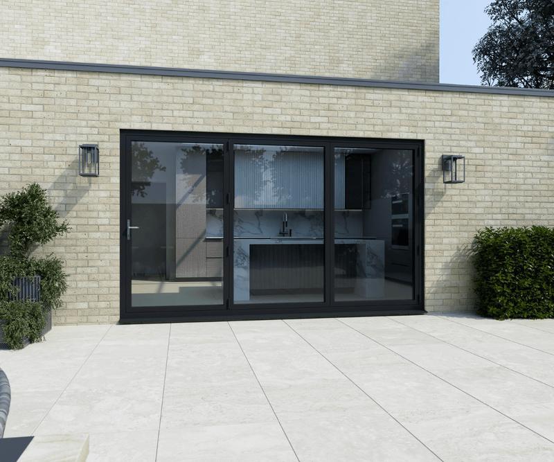 Black on White Aluminium Bifold Door SMART system - 3 sections