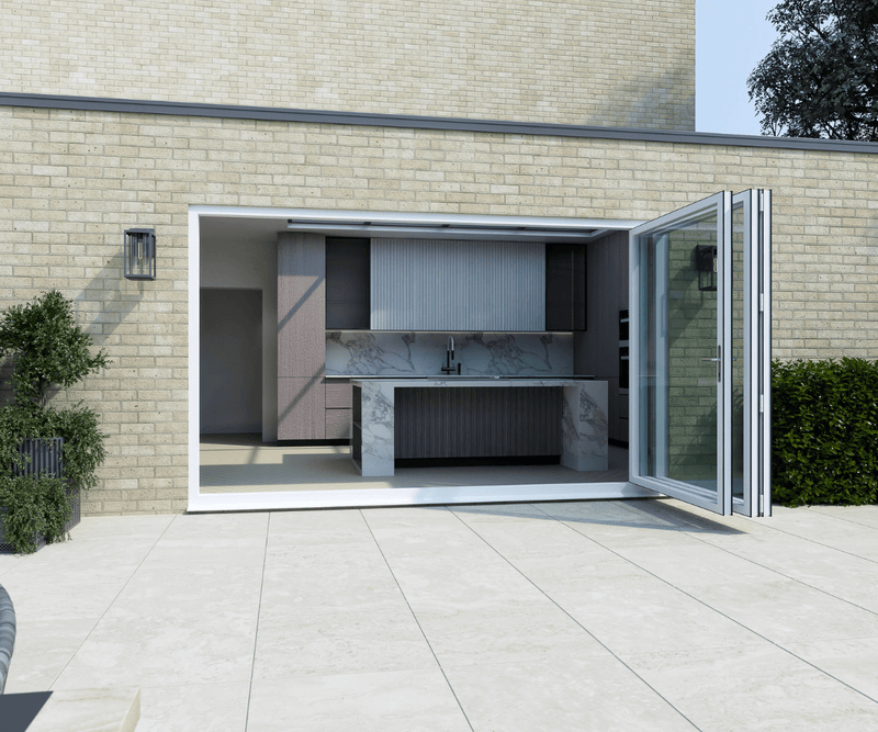 White Aluminium Bifold Door SMART system - 3 sections
