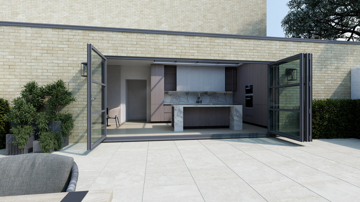 4600mm Anthracite Grey on White Heritage Visofold 1000 Bifold Door - 4 sections