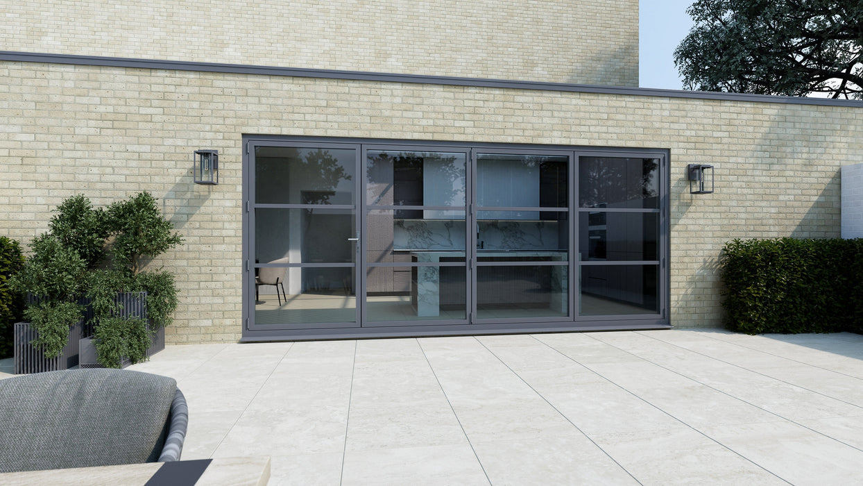 4600mm Anthracite Grey on White Heritage Visofold 1000 Bifold Door - 4 sections