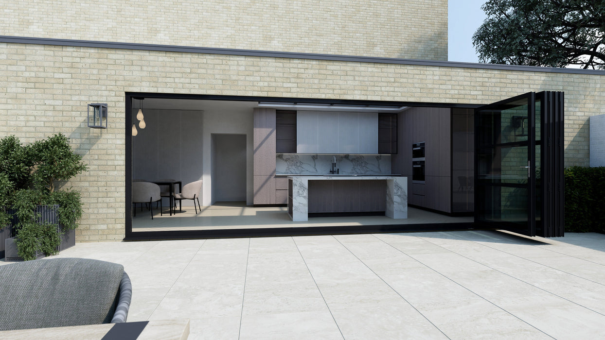 5400mm Black on White Heritage Visofold 1000 Bifold Door - 5 sections