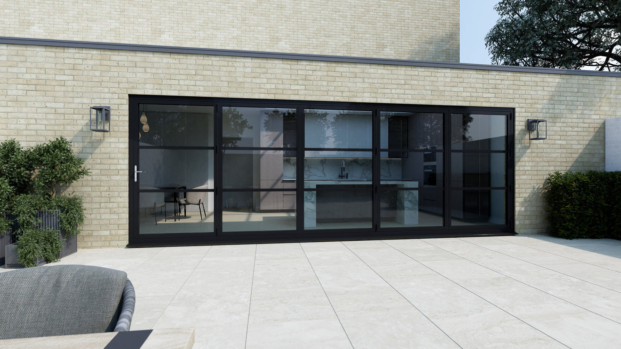 5400mm Black on White Heritage Visofold 1000 Bifold Door - 5 sections