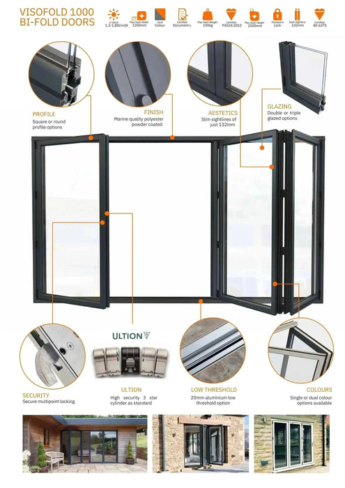4200mm Anthracite Grey Aluminium Bifold Door SMART system - 5 sections