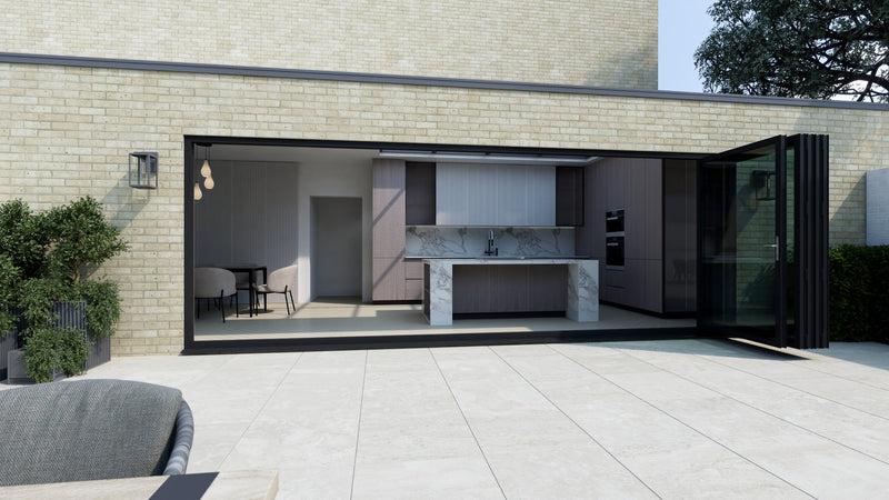 Black Aluminium Bifold Door SMART system - 5 sections