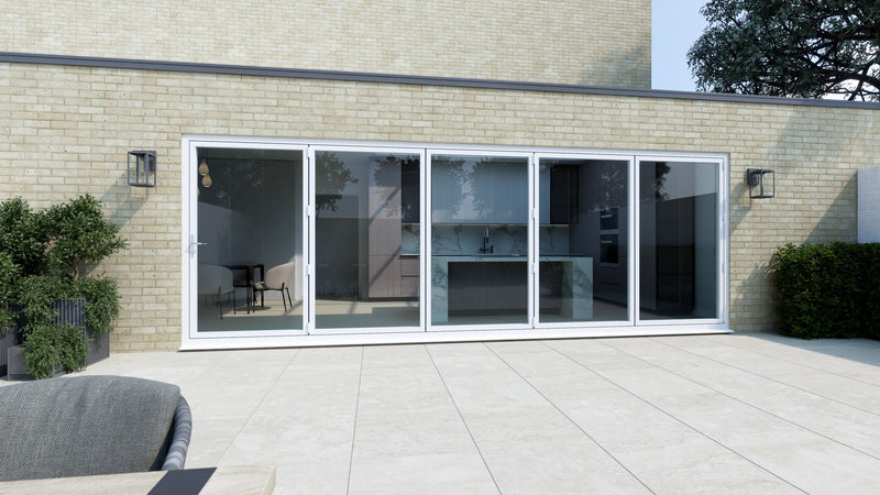 White Aluminium Bifold Door SMART system - 5 sections