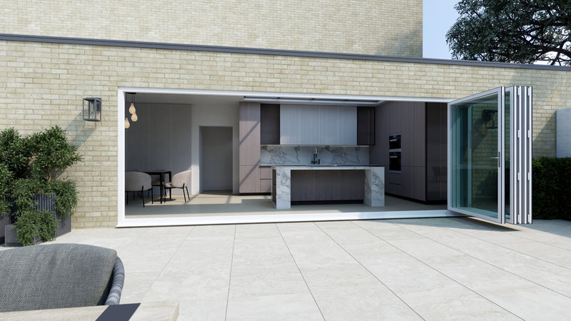 White Aluminium Bifold Door SMART system - 5 sections