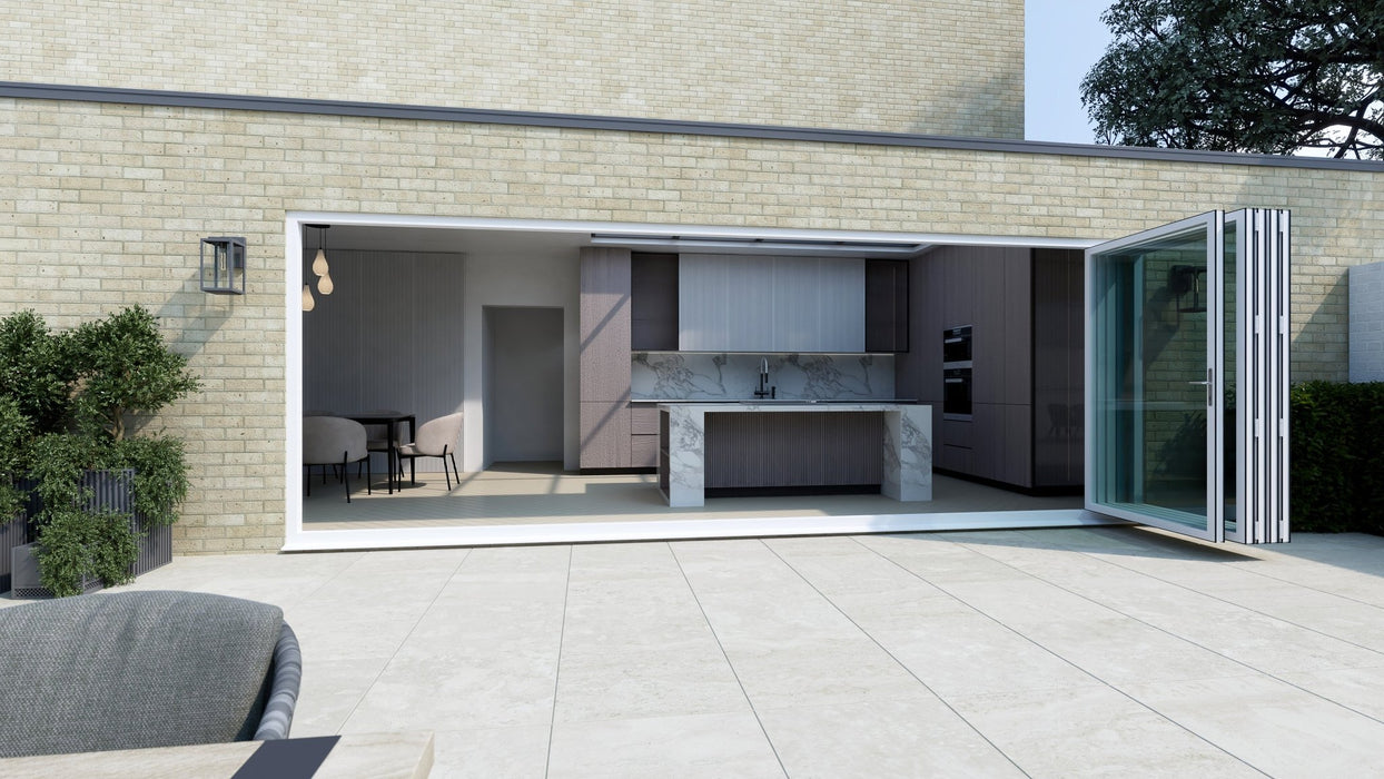 White Aluminium Bifold Door SMART system - 5 sections