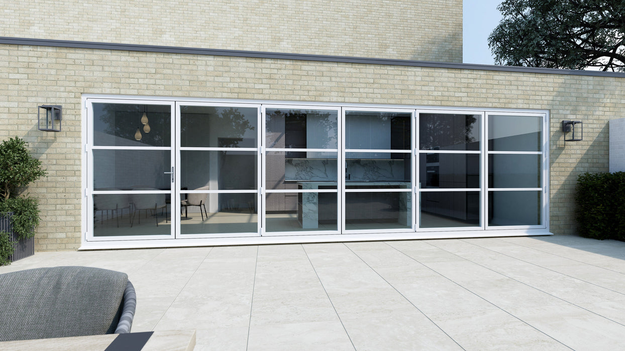 6000mm White Heritage Visofold 1000 Bifold Door - 6 sections