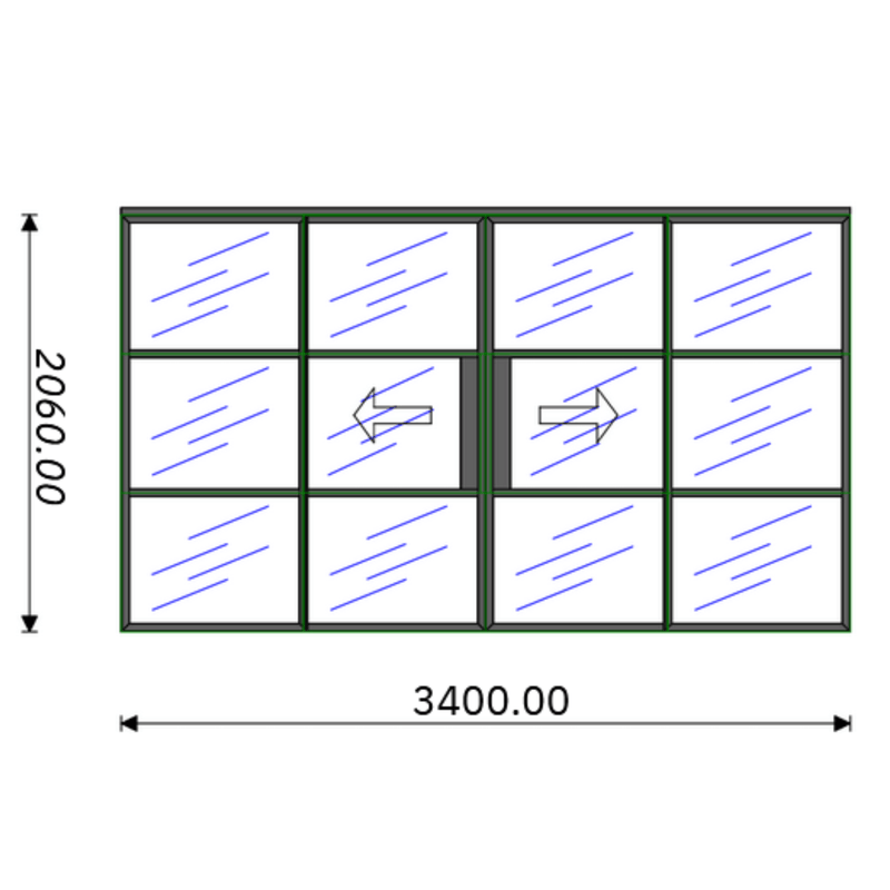 3400mm Black Internal Aluminium Sliding Door - AluSpace Internal Screening System