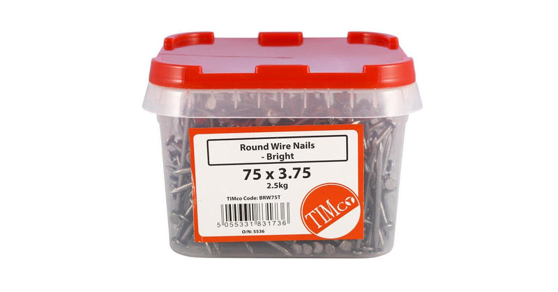 Bright Round Wire Nails - 2.5kg