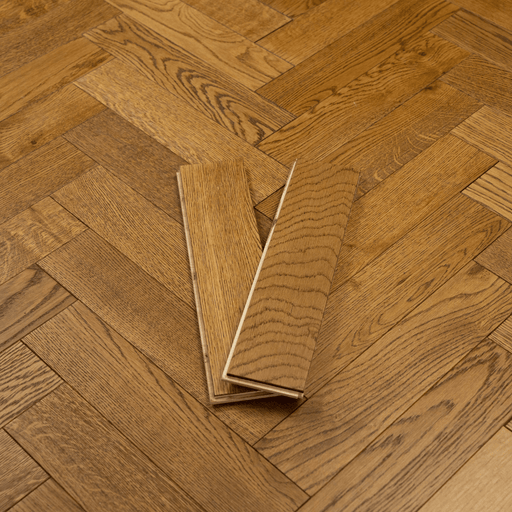 Herringbone Oak Engineered Flooring - Golden Brushed UV Lacquered - Arden 