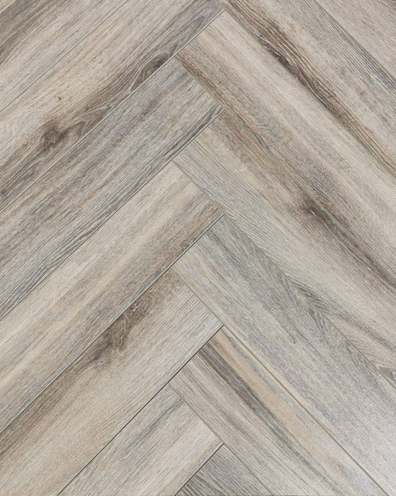 12mm Herringbone Laminate Flooring - Grey Driftwood (1 pack - 1.92m2 - £17.32per sqm)