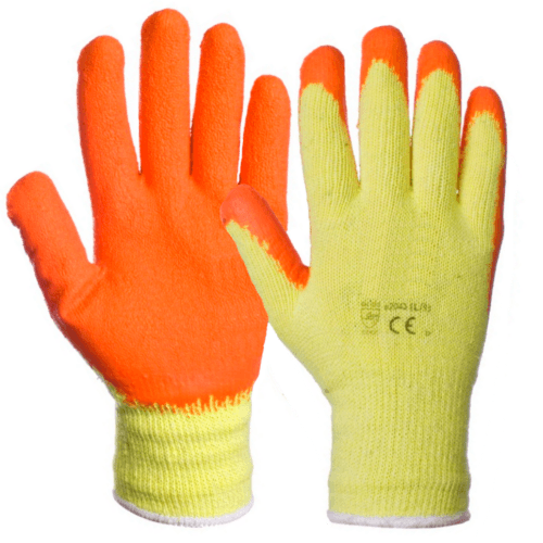 Orange Latex Palm Builders Grip Gloves