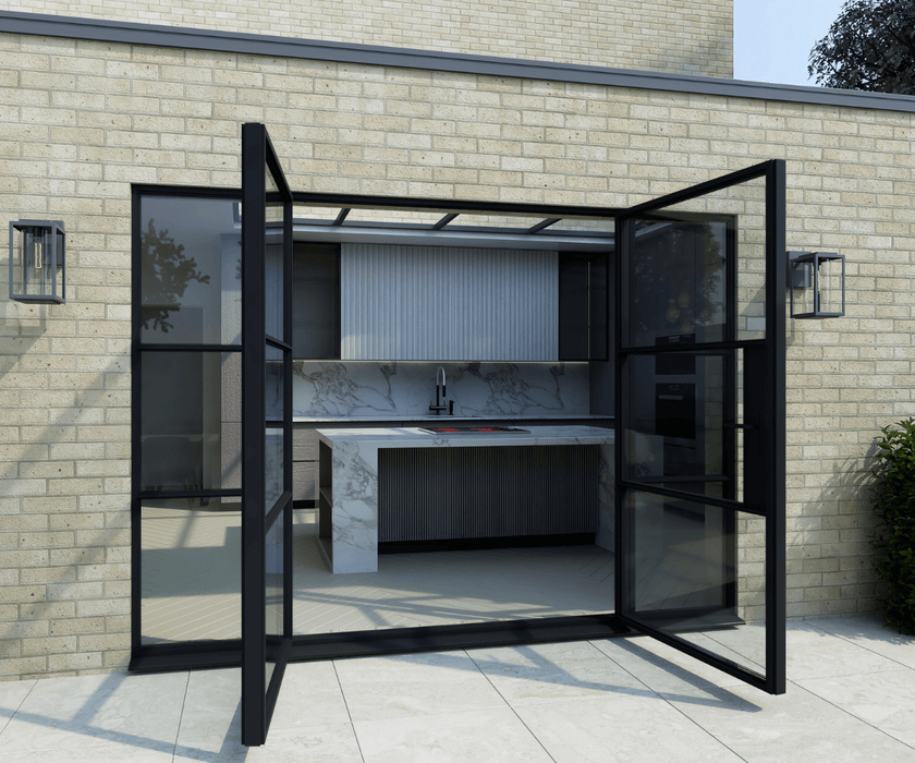 2200mm Black Aluminium Heritage French Door set