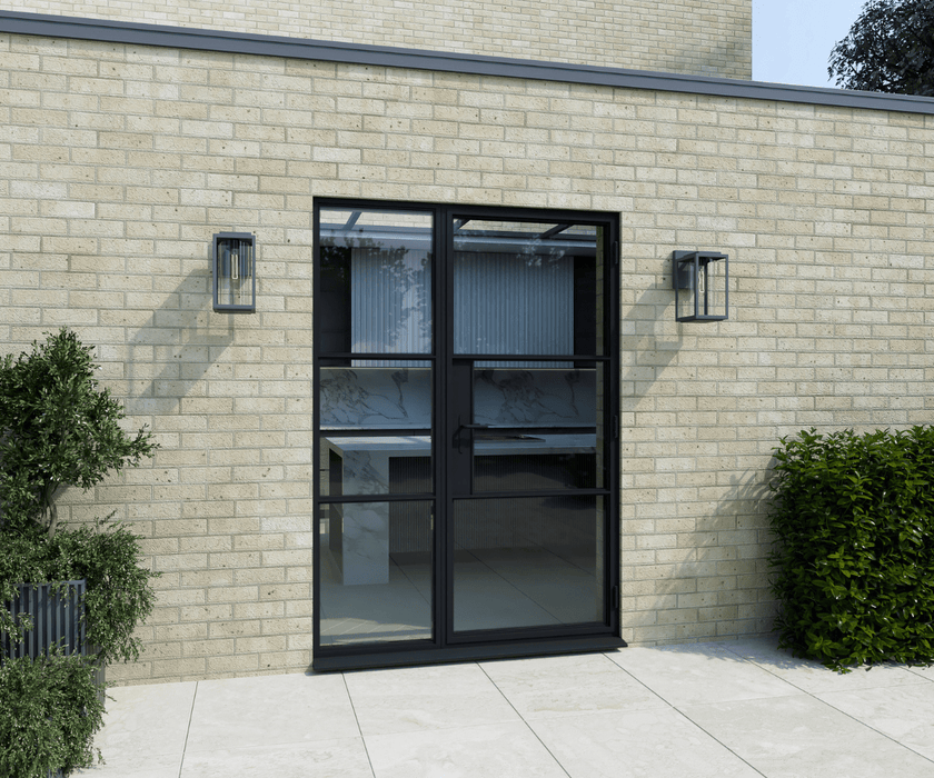 1500mm Black Aluminium Heritage Single Door with Side Window
