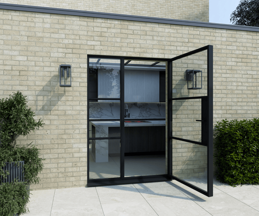 1500mm Black Aluminium Heritage Single Door with Side Window