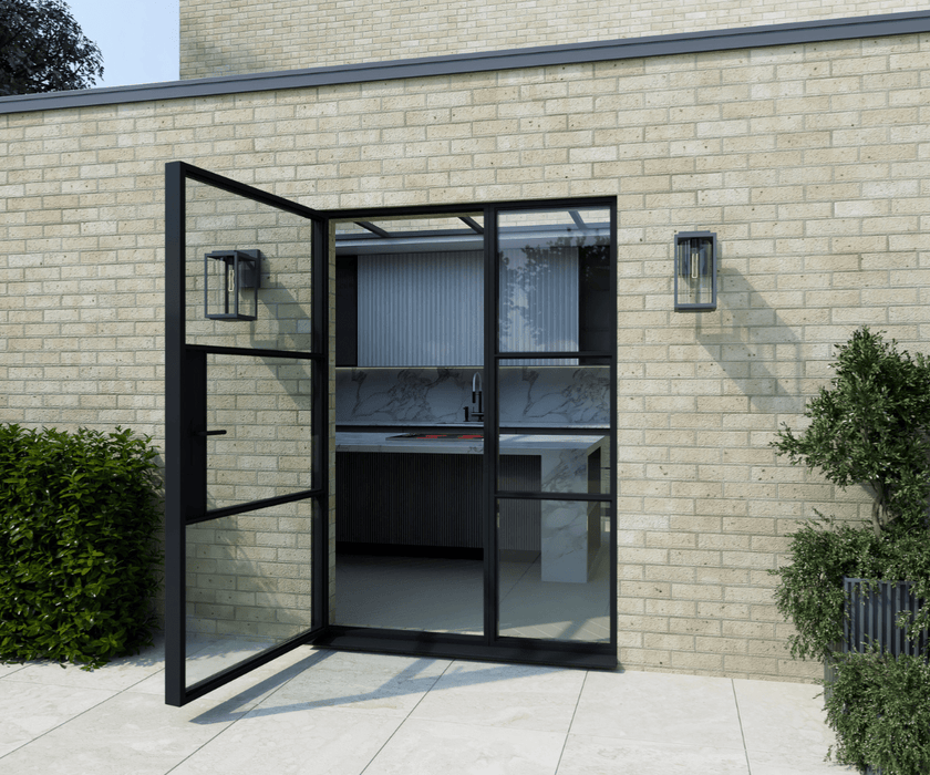 1500mm Black Aluminium Heritage Single Door with Side Window