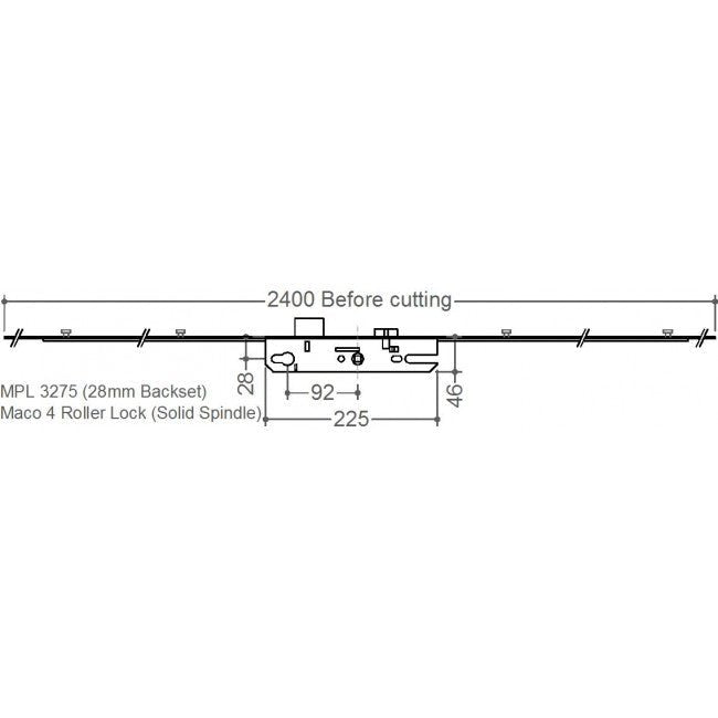 Maco 4 Roller 28mm Backset Multi Point Door Lock - Single Spindle