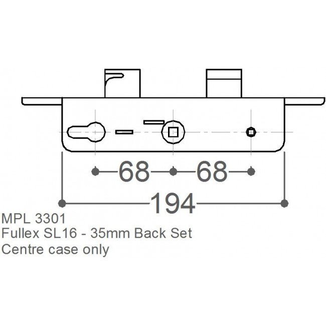 Fullex SL16 35mm Backset Latch Deadbolt Split Spindle Door Lock Centre Case