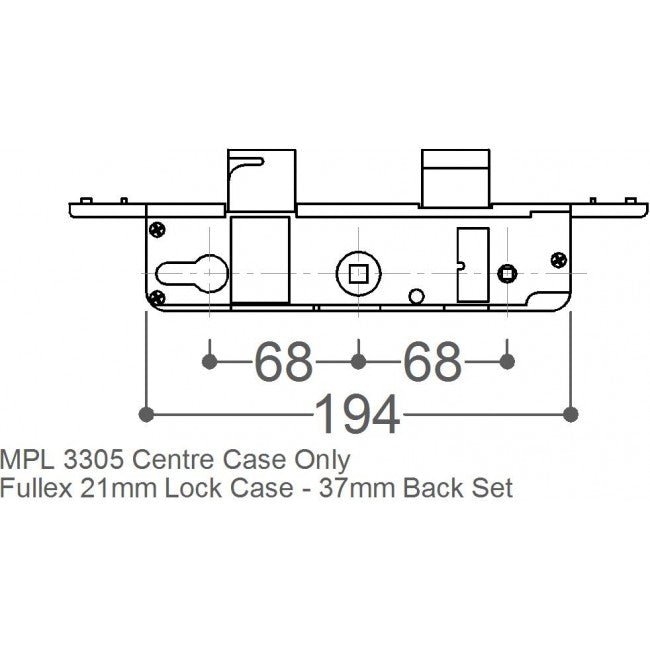Fullex Type 'A' 37mm Backset Latch Deadbolt Split Spindle Door Lock Centre Case