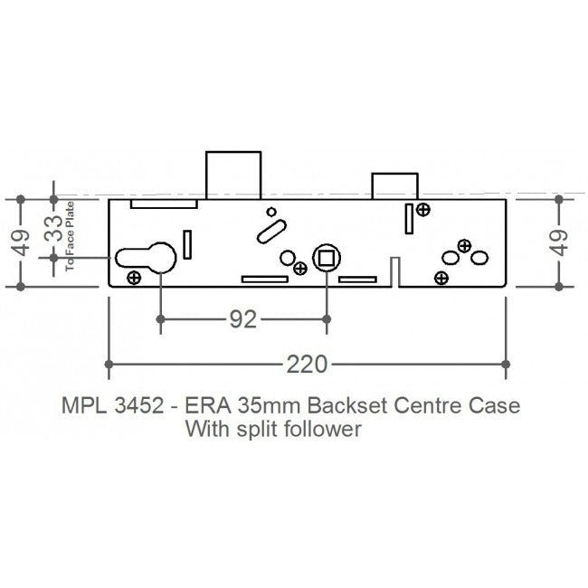ERA / Saracen 5 Lever Vectis 35mm Backset Split Spindle Door Lock Centre Case