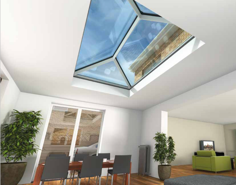 Guardian Aluminium Roof Lantern – Blue or Clear Glass - BLACK on WHITE
