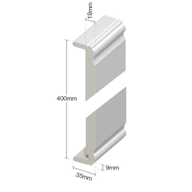 White Double Ogee Fascia Board 400mm (5m Length)