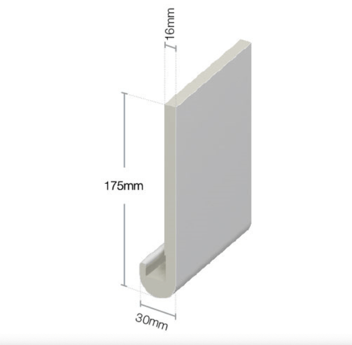 White Bull Nosed Fascia Board 175mm x 18mm (5m length)