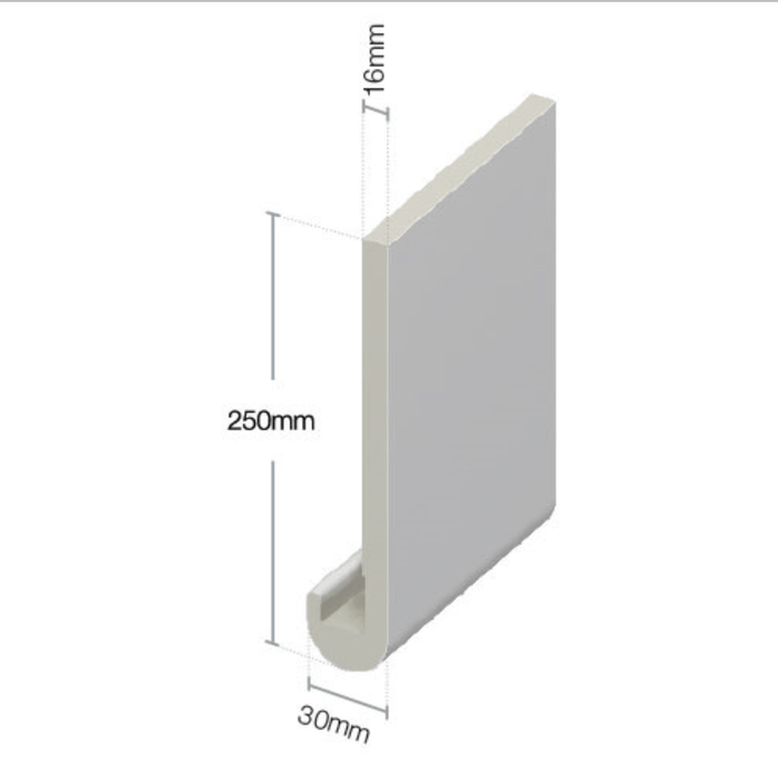 White Bull Nosed Fascia Board 250mm x 18mm (5m length)