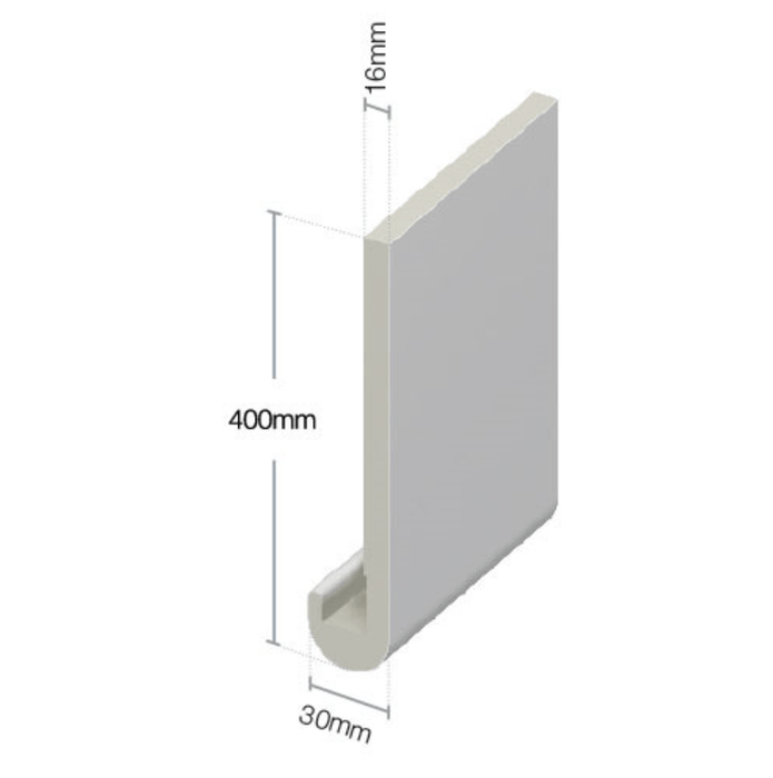 White Double Box End Bull Nosed Fascia Board - 400mm x 18mm (5m length)