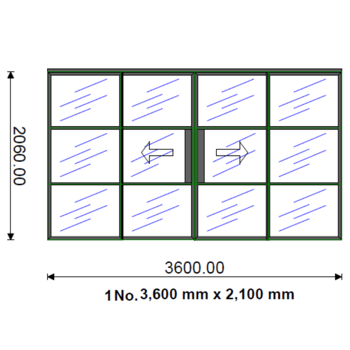 3500mm Black Internal Aluminium Sliding Door - AluSpace Internal Screening System