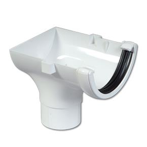Half-Round Gutter Run Outlet Stop End (White)