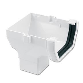 Square Gutter Run Outlet Stop End (White)