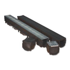 Galvanised Channel Drain Garage Pack (3 x 1m inc end cap and outlet)