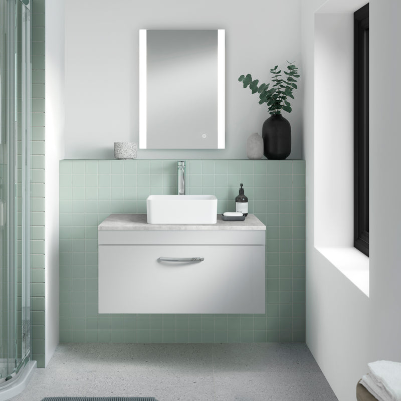 800mm Wall Hung Cabinet With Grey Worktop