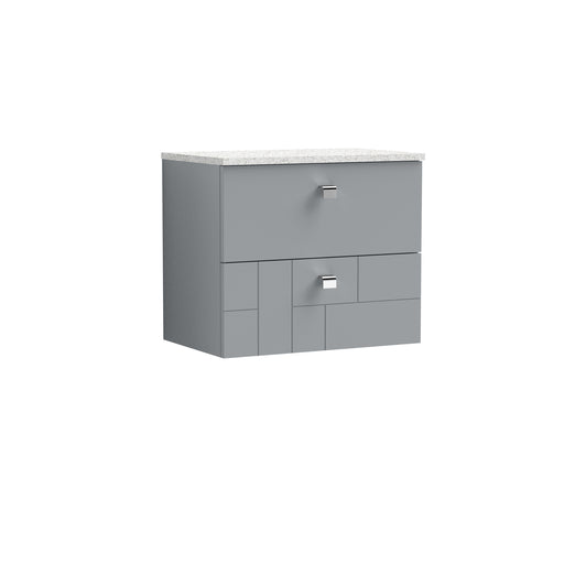 600mm Wall Hung 2-Drawer Vanity Unit & Sparkling White Worktop
