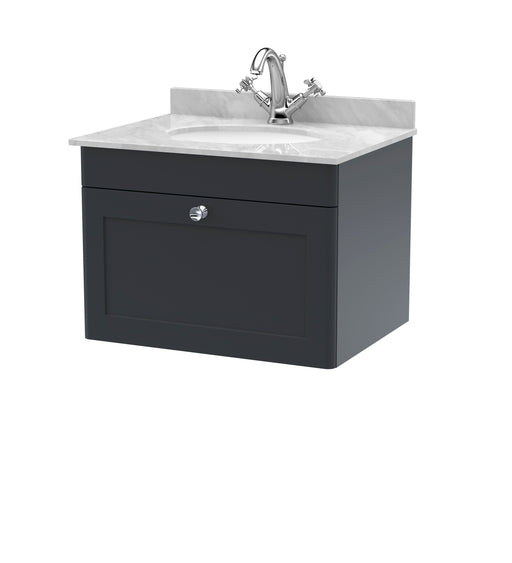 600mm Wall Hung 1 Drawer Vanity & Marble Top 1TH