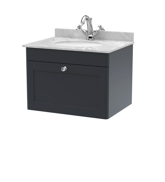 600mm Wall Hung 1 Drawer Vanity & Marble Top 1TH