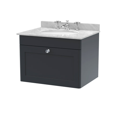 600mm Wall Hung 1 Drawer Vanity & Marble Top 3TH