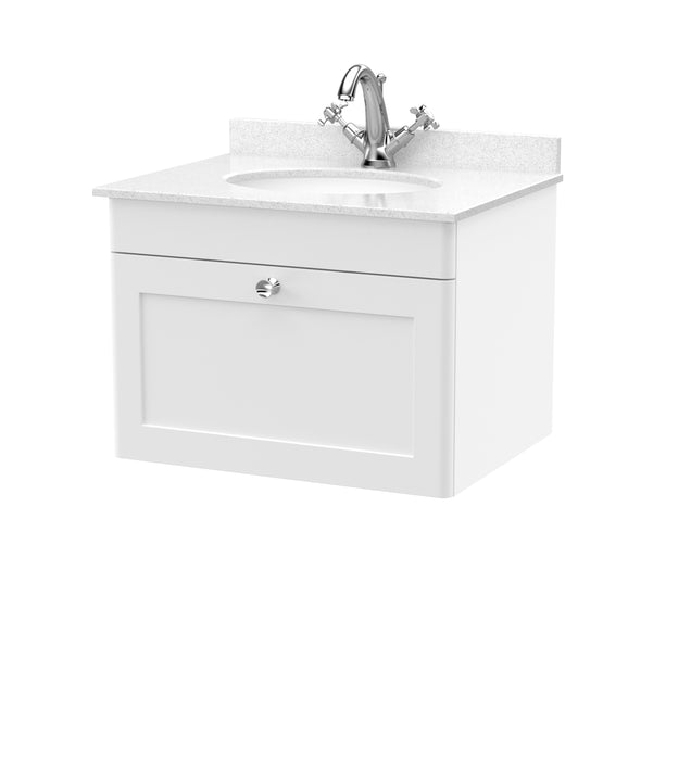 600mm Wall Hung 1 Drawer Vanity & Marble Top 1TH