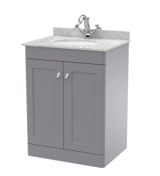 600mm Floor Standing 2 Door Vanity & Marble Top 1TH