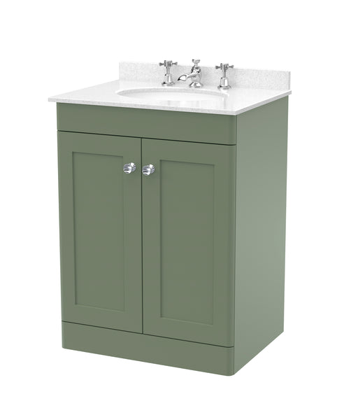 600mm Floor Standing 2 Door Vanity & Marble Top 3TH