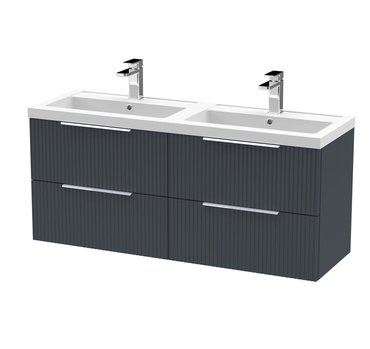 1200mm Wall Hung 4 Drawer Vanity & Double Basin Hudson Reed