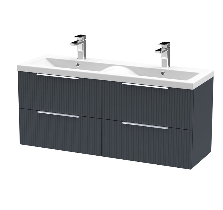1200mm Wall Hung 4 Drawer Vanity & Double Basin Hudson Reed