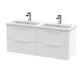 1200mm Wall Hung 4 Drawer Vanity & Double Basin Hudson Reed